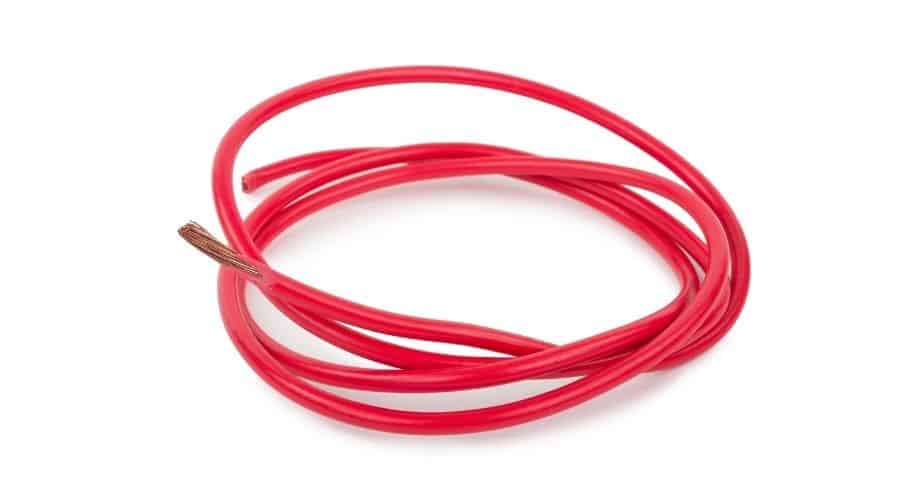 red wiring on white background