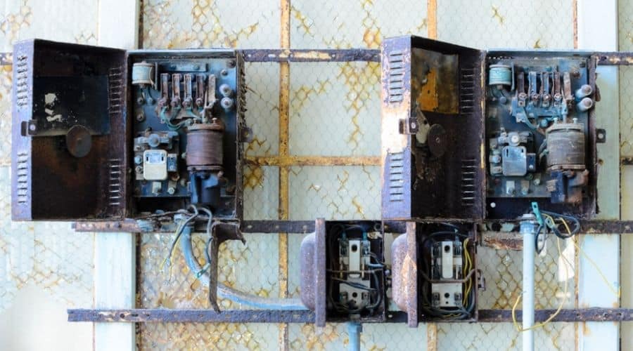 old and rusty fuse boxes