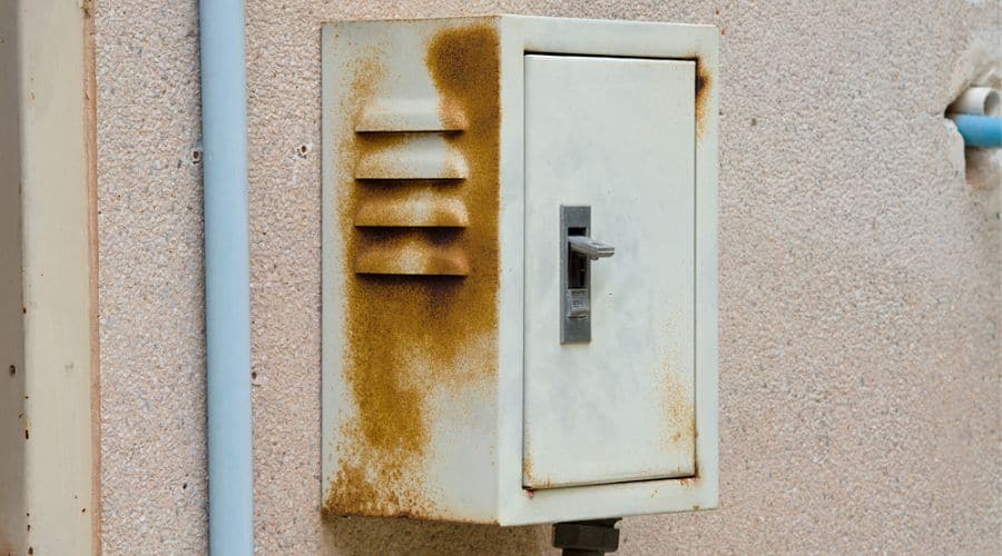 a rusty exterior circuit breaker